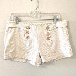 Forever Brand Striped Cuffed Short Shorts, Size Large